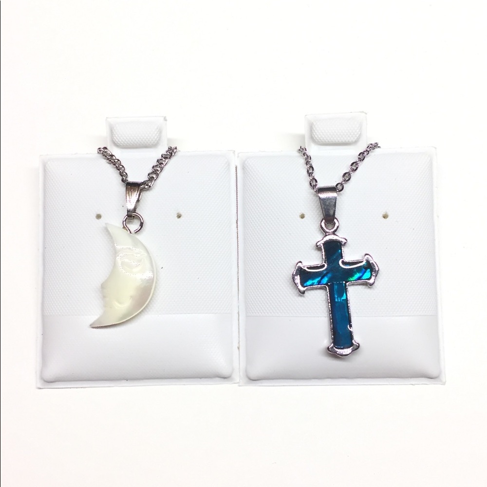 Mother Of pearl moon & Paua Shell Cross necklaces